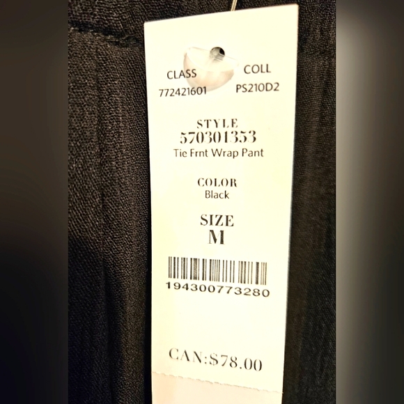 Women's Tie-Front Wrap Beach Pants - Black, size M - Picture 8 of 8